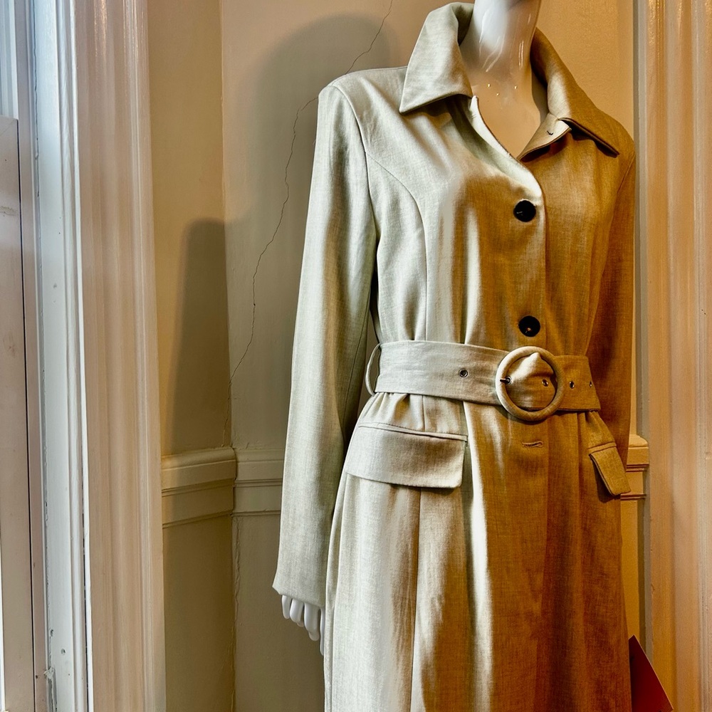 Avec Les Filles Butter Mint Color Long  Trench Coat in M size NWT With Tag